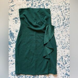 Blue Blush Forest Green Strapless Dress